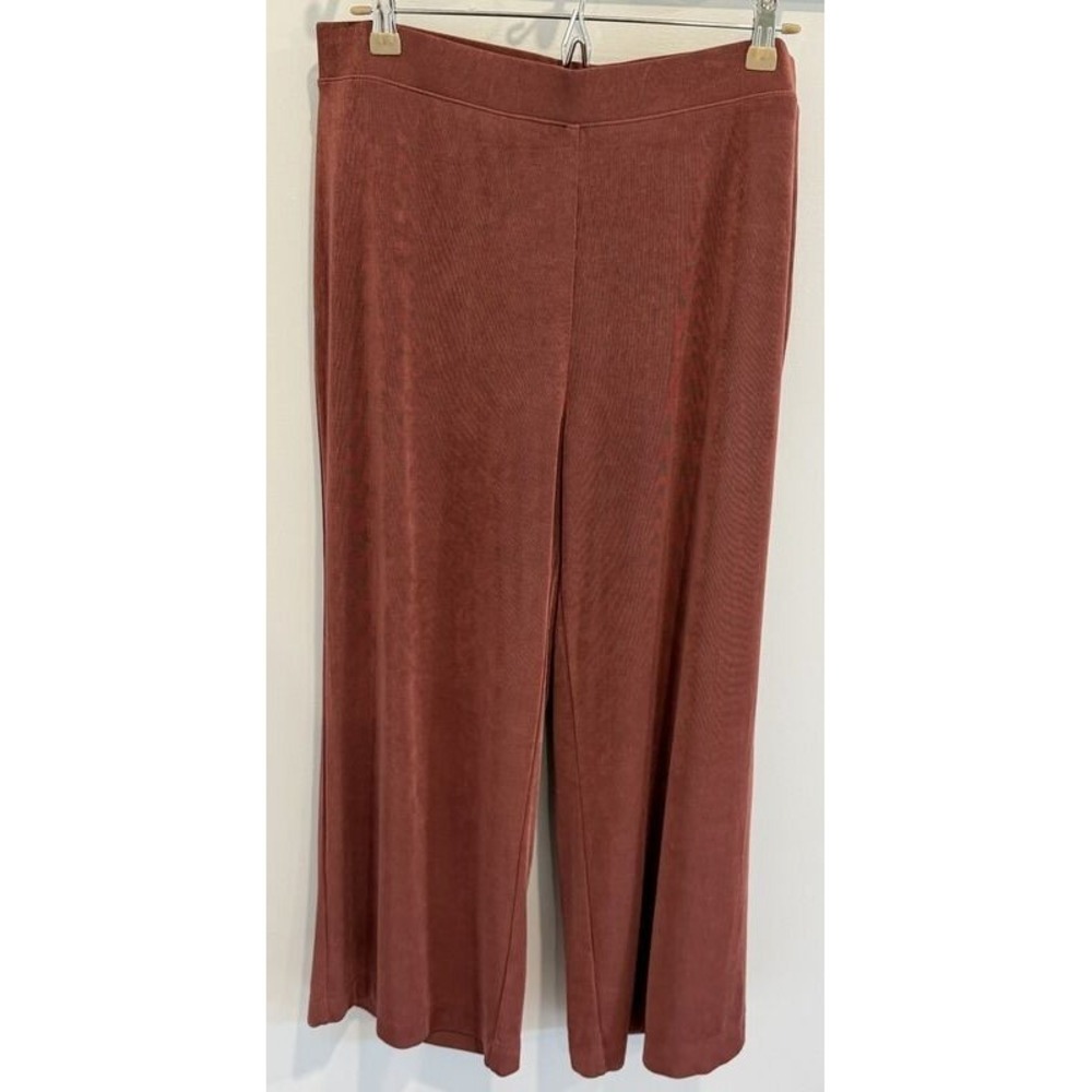Chicos Travelers Rust Brown Pull On Cropped Pants Slinky Size 2 L